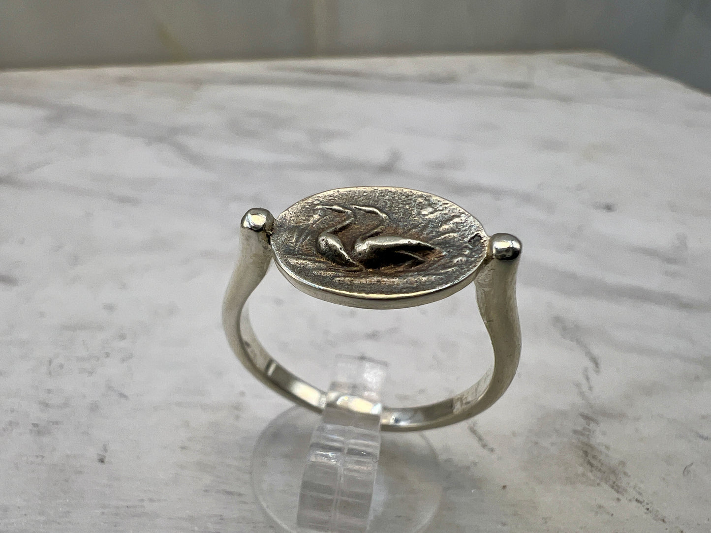 Minoischer signierter Ring Antiker griechischer Schmuck handgefertigt aus Sterlingsilber die Gänse