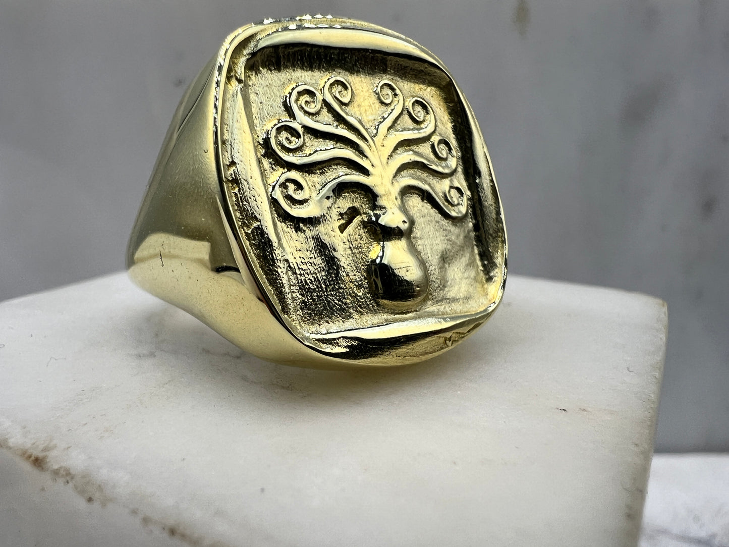 Octopus Signet ring Sterling silver 925 Goldplated