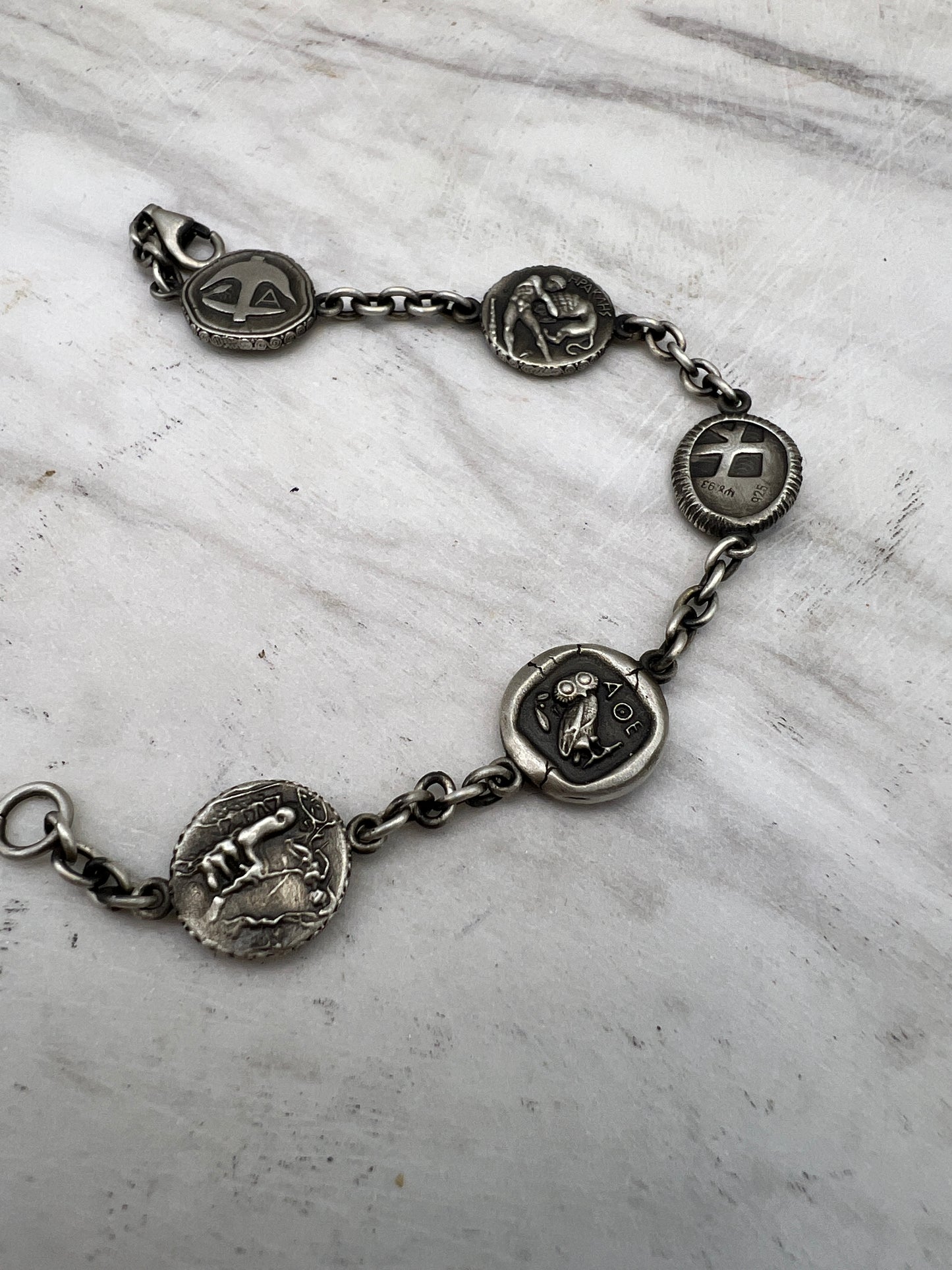 Coin bracelet ancient Greek Goddess Athena Medusa Sun God Helios Turtle the Athenian owl
