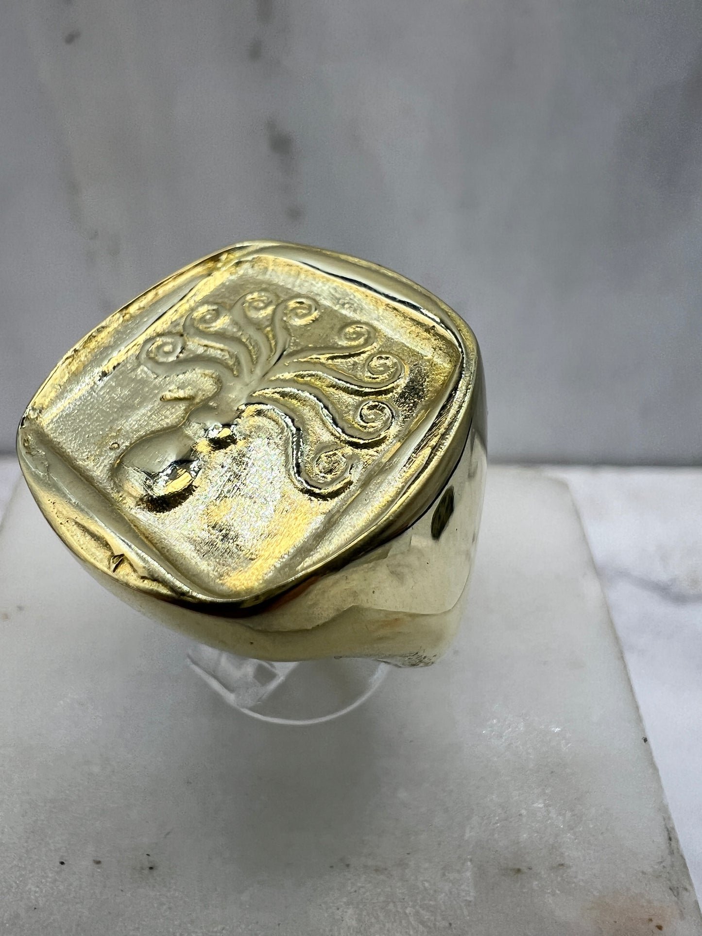 Octopus Signet ring Sterling silver 925 Goldplated