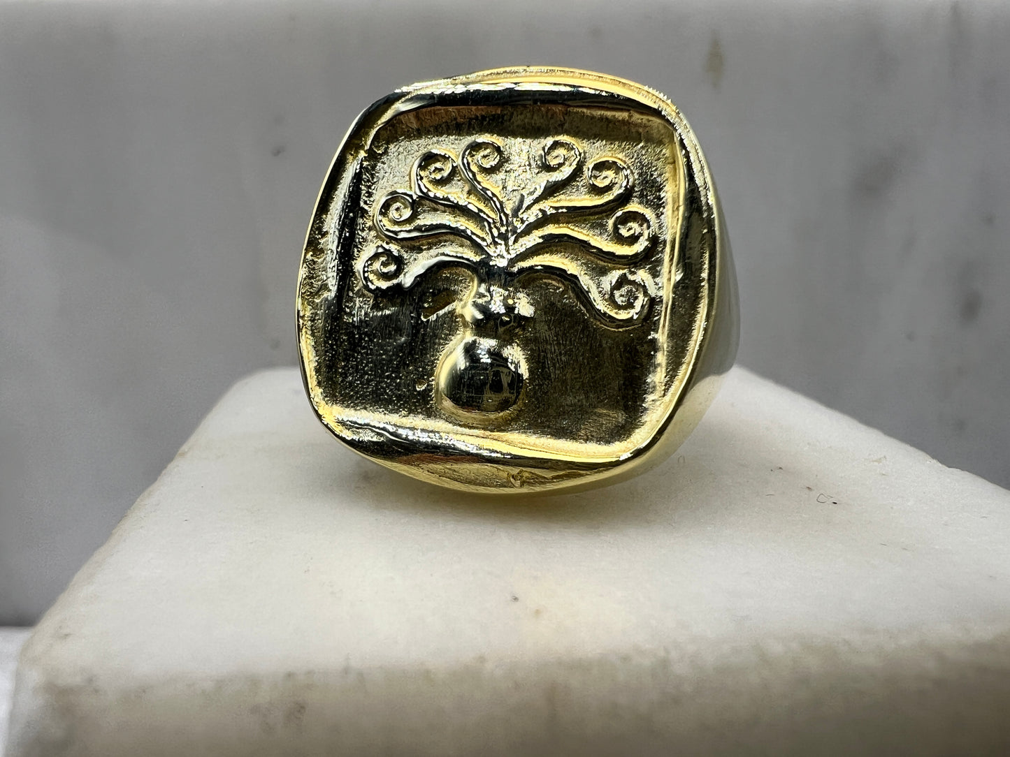Octopus Signet ring Sterling silver 925 Goldplated