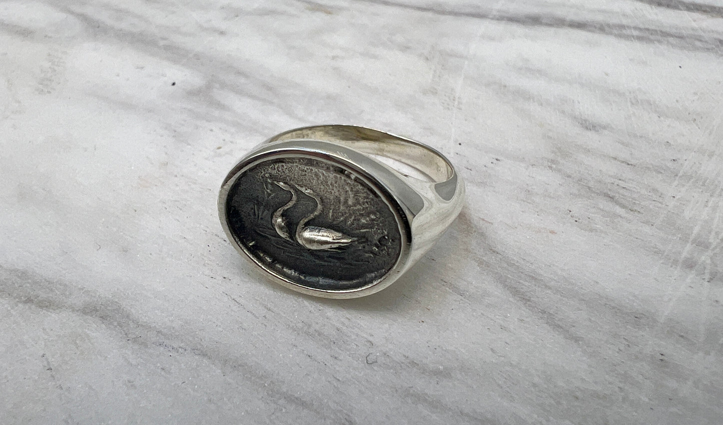 The geese Minoan Signet ring Sterling silver 925