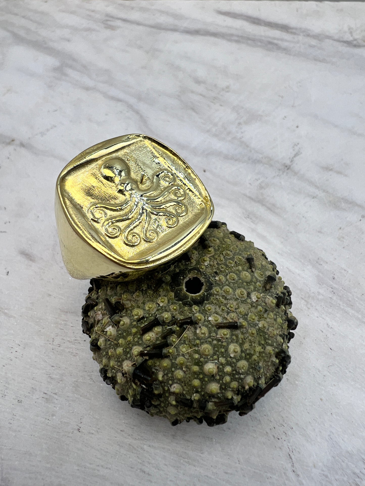 Octopus Signet ring Sterling silver 925 Goldplated