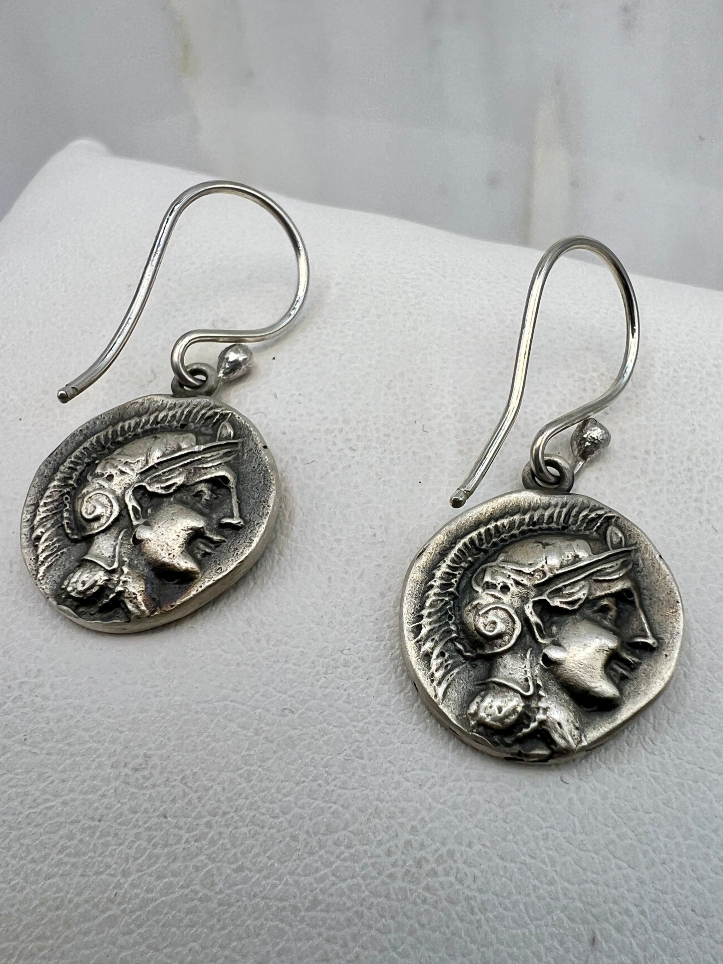 Owl of Goddess Athena Earrings sterling silver 13 mm