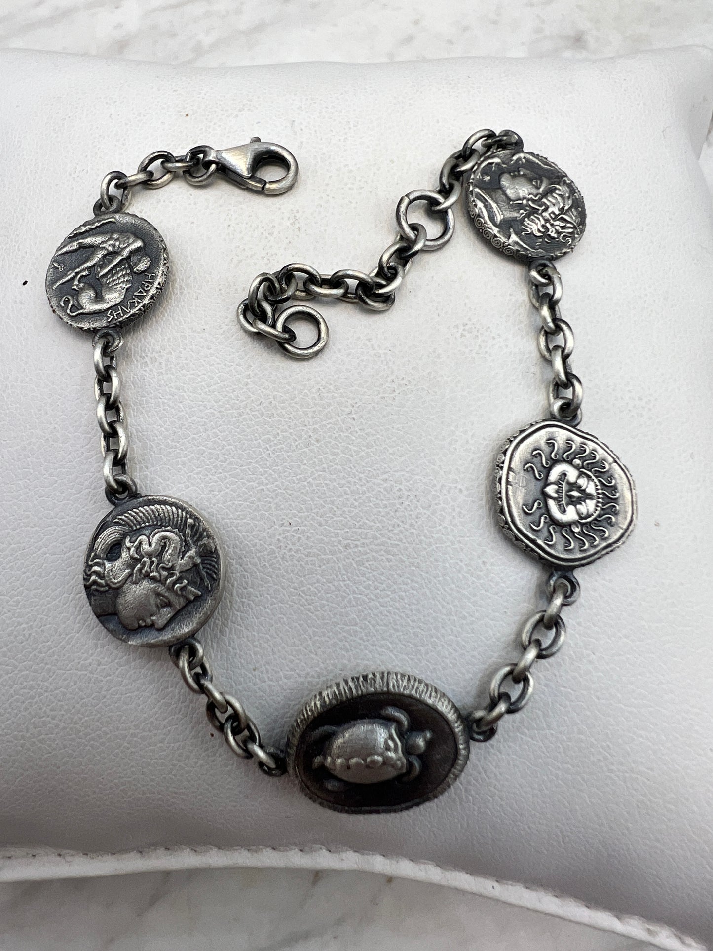 Coin bracelet ancient Greek Goddess Athena Medusa Sun God Helios Turtle the Athenian owl