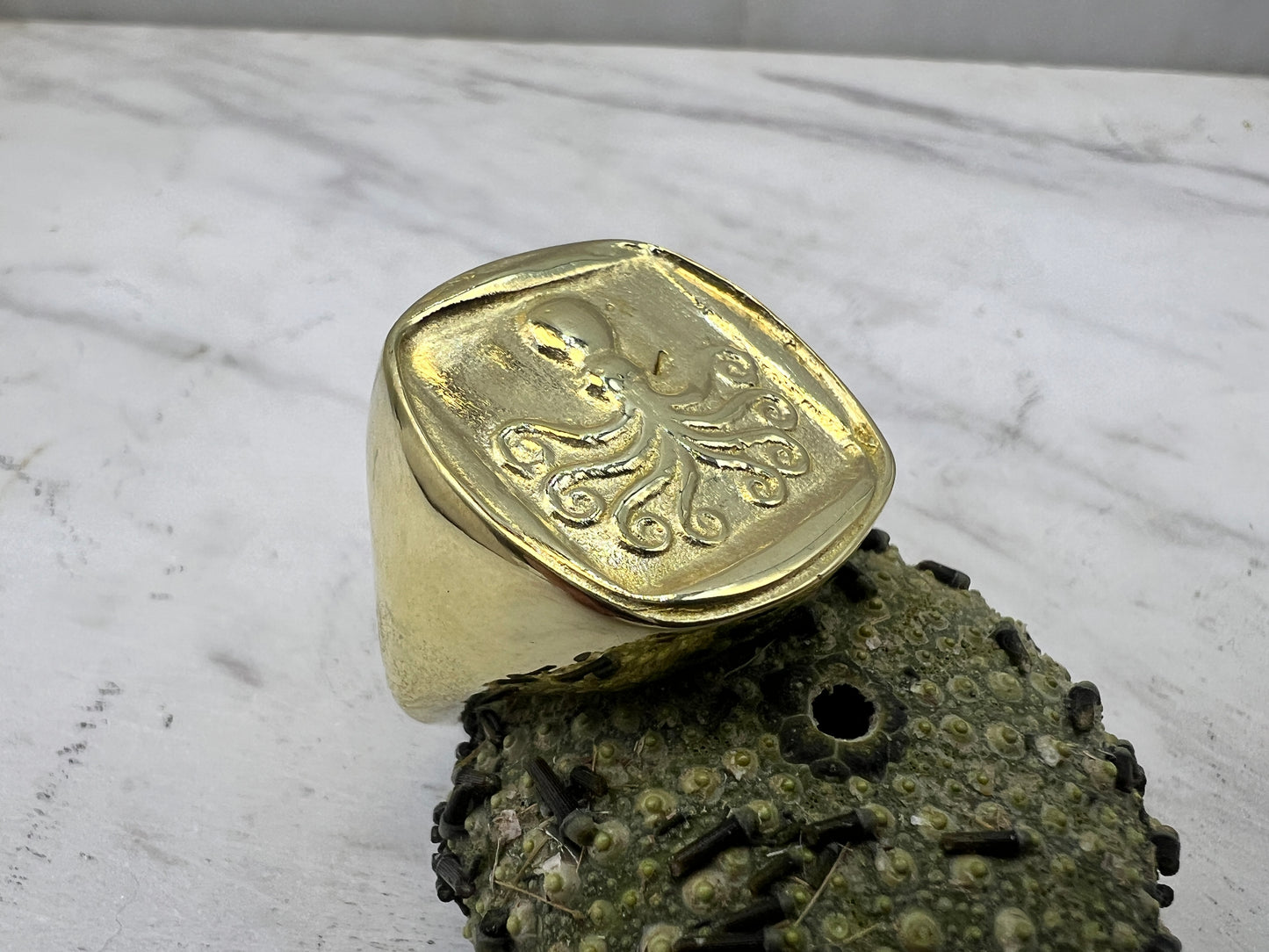 Octopus Signet ring Sterling silver 925 Goldplated
