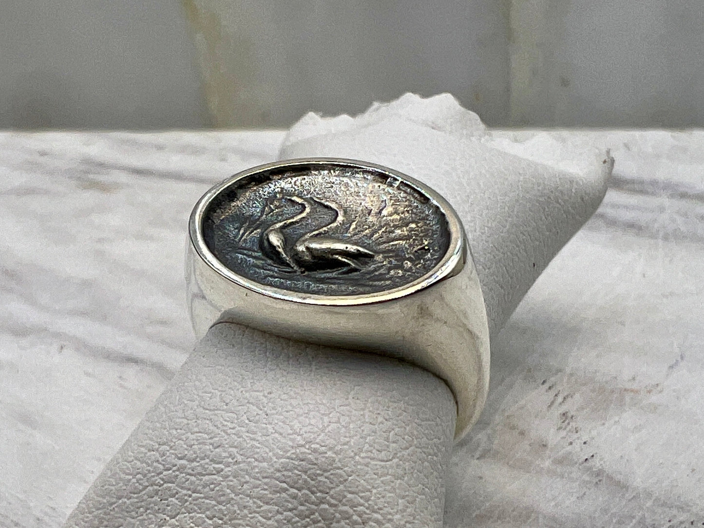 The geese Minoan Signet ring Sterling silver 925