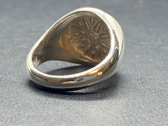 Macedonian Star Vergina Sun Alexander the great Signed rind Sterling silver 925