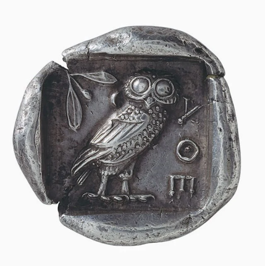 Owl of Athena Nike Goddess Minerva ancient coin copy Signet Ring