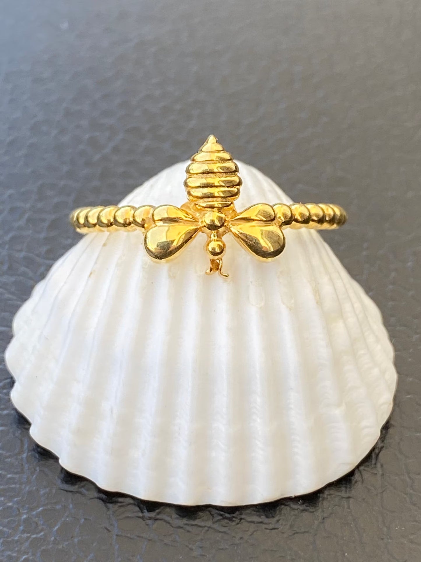 Bee ring sterling silver gold plated Greek Honey bee handmade