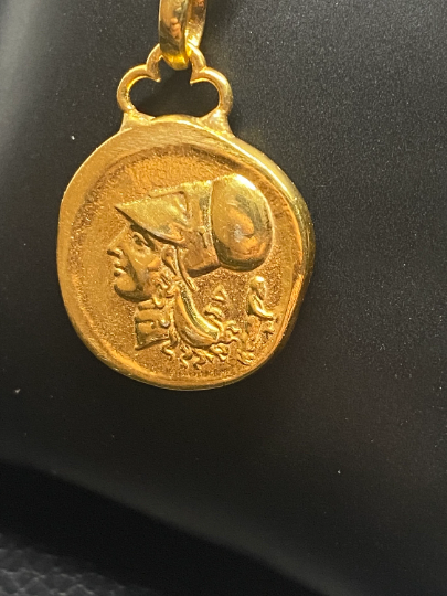 Pegasus Corinthian Stater ancient Greek coin pendant Athena and Pegasus in sterling silver 925 Gold plated