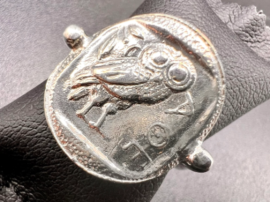 Owl of Goddess Athena Coin Ring Sterling silver 925