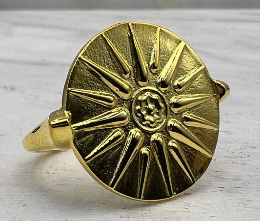Macedonian Star Vergina  Sun solar symbol coin ring Alexander the Great