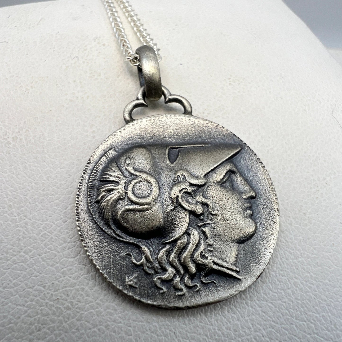 Athena Nike goddess Alexander the great Ancient Coin copy pendant sterling silver 22 mm