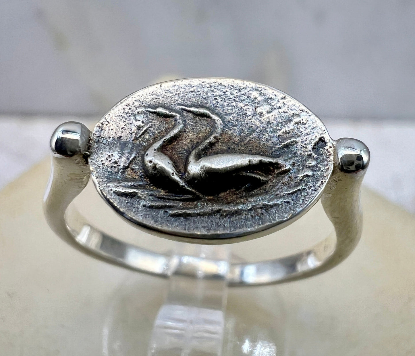 Minoischer signierter Ring Antiker griechischer Schmuck handgefertigt aus Sterlingsilber die Gänse