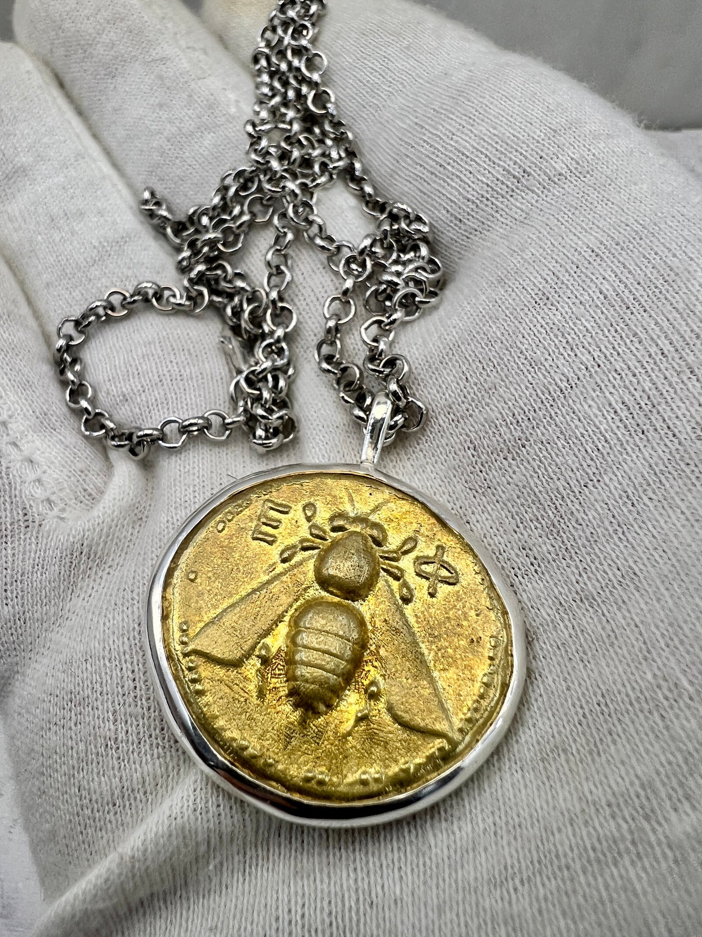 Déesse Artemis Ancient Bee Stag Grèce Asie Ephesus Tetradrachm coin bijoux faits à la main