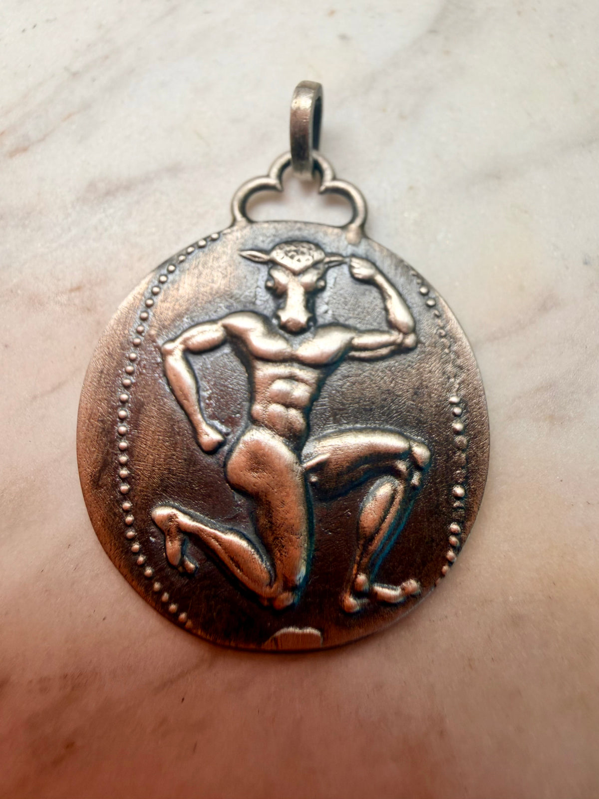 Minotaur Labyrinth of Knossos Crete Minoan Mythology Ancient Greek Coin Pendant  Sterling Silver