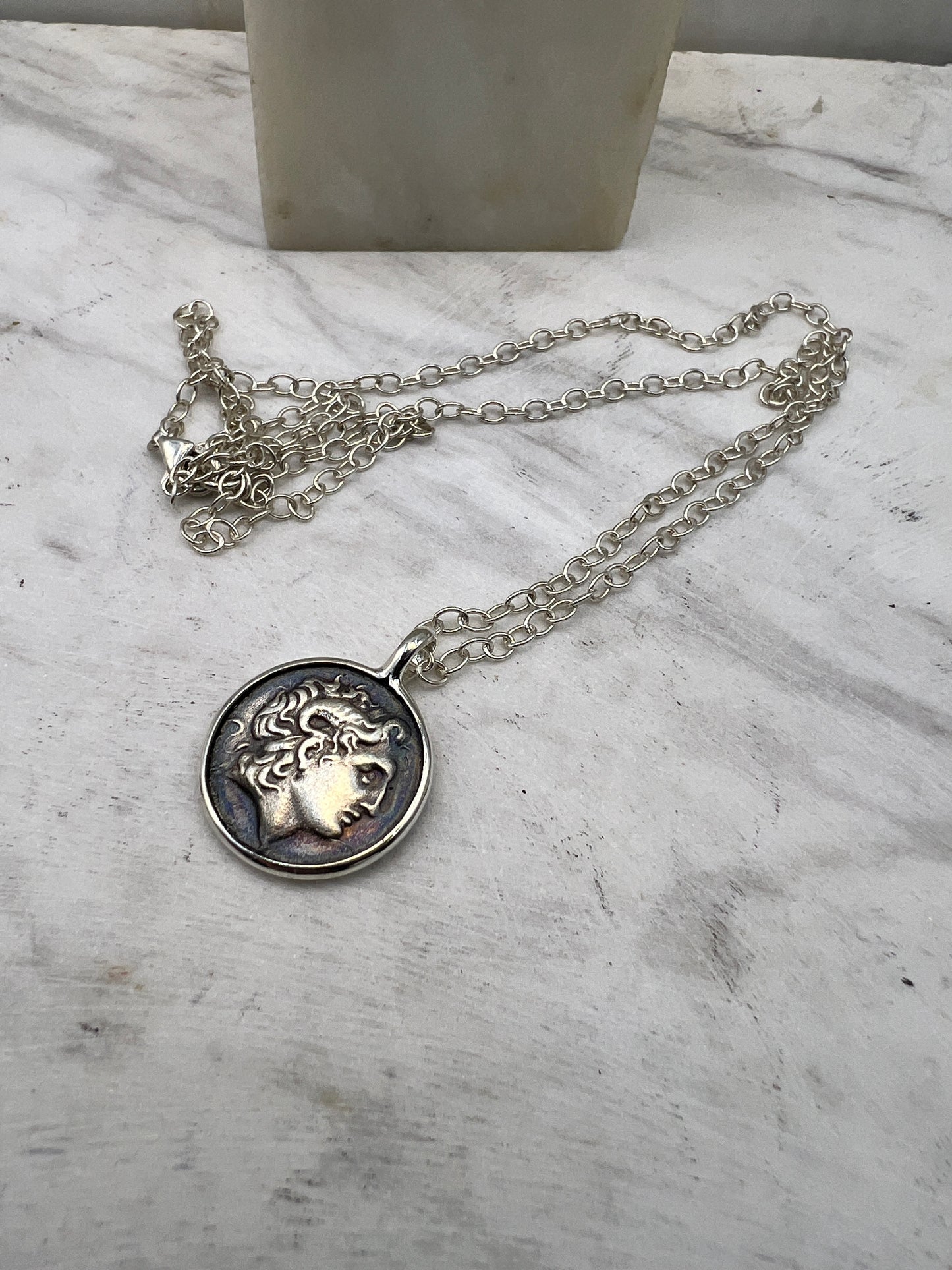Alexander the great copy Ancient Greek Coin Meander jewelry handmade silver 925