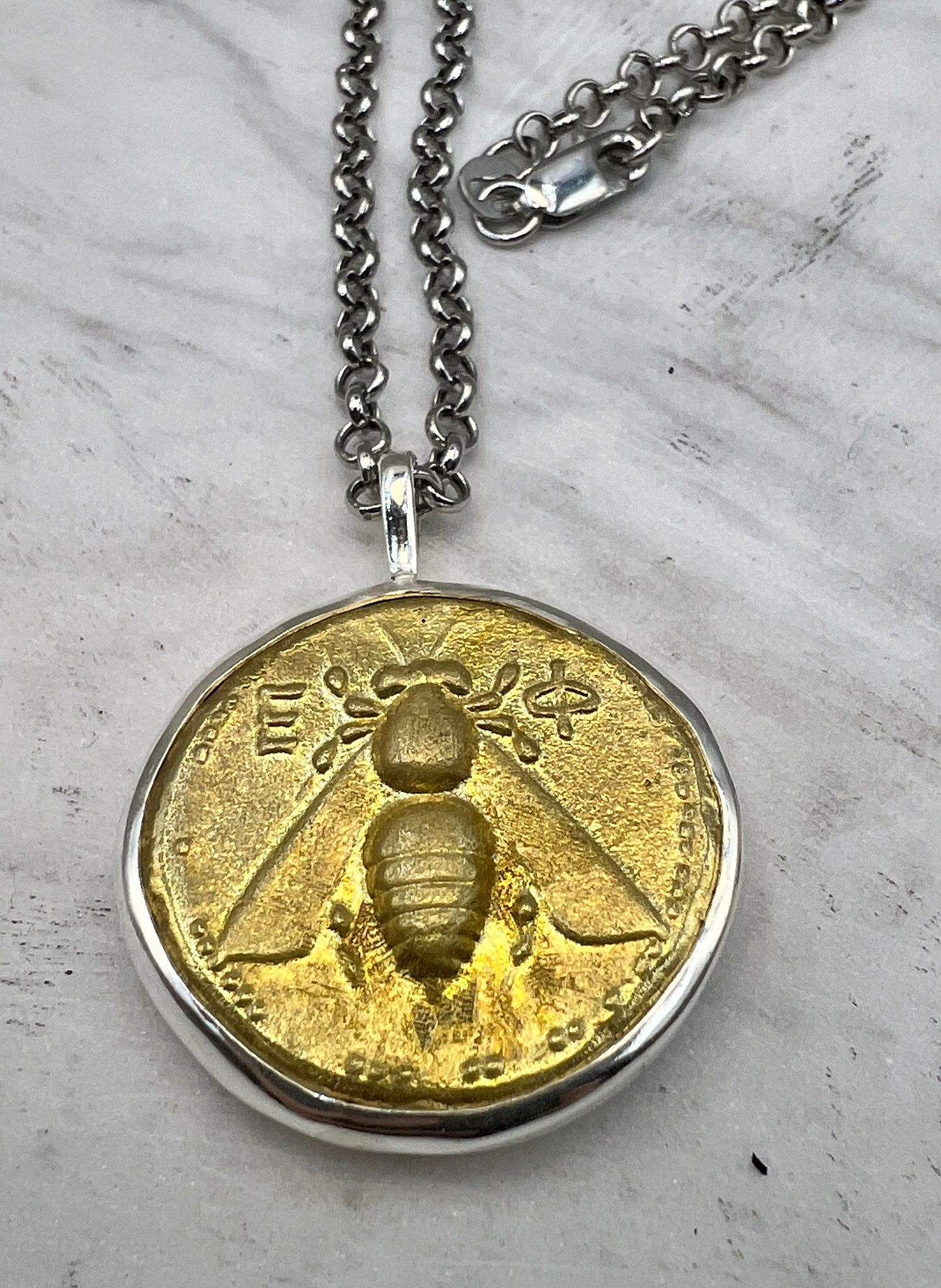 Déesse Artemis Ancient Bee Stag Grèce Asie Ephesus Tetradrachm coin bijoux faits à la main
