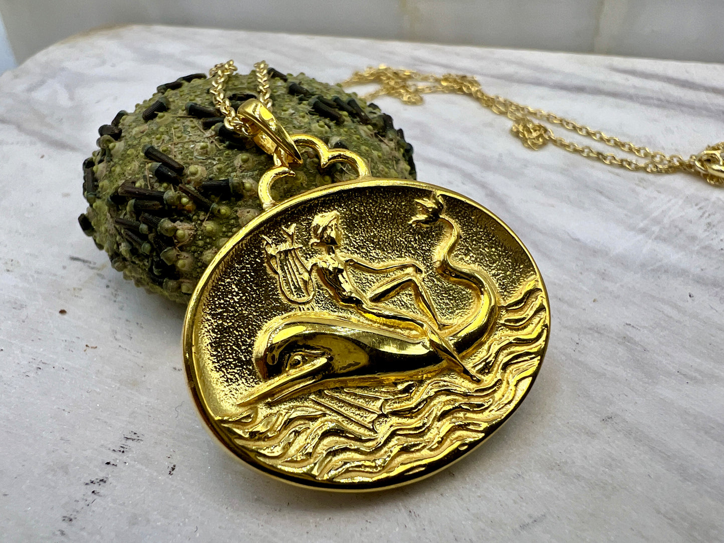 Tara's Dolphin Ancient Greek Coin Copy jewelry handmade Sterling silver pendant (Copy)