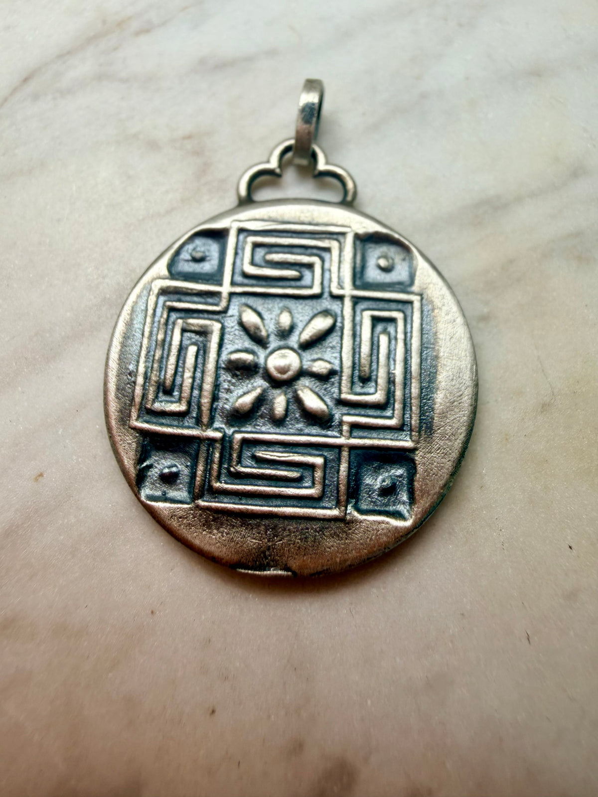 Minotaur Labyrinth of Knossos Crete Minoan Mythology Ancient Greek Coin Pendant  Sterling Silver