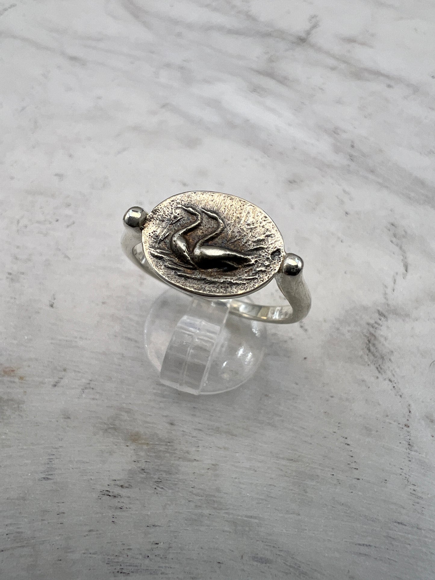 Minoischer signierter Ring Antiker griechischer Schmuck handgefertigt aus Sterlingsilber die Gänse