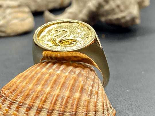 Minoan Signed Ring Ancient Greek jewelry handmade Solid Gold the geese