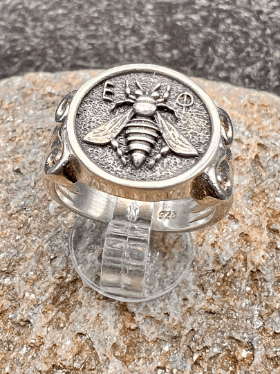 Artemis Ancient Greek Sacred Bee Goddess Medallion Coin Ring  Bee ring silver bee ring bumble bee honey bee signet sterling silver