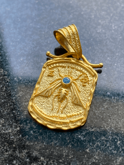 Artemis sacred bee ancient honey bee Greek mythology sterling silver Gold plated K 18