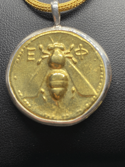 Goddess Artemis Ancient Bee Stag Greece Asia Ephesus Tetradrachm coin jewelry handmade