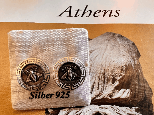 Artemis Goddess bee Greek key Ephesus earrings