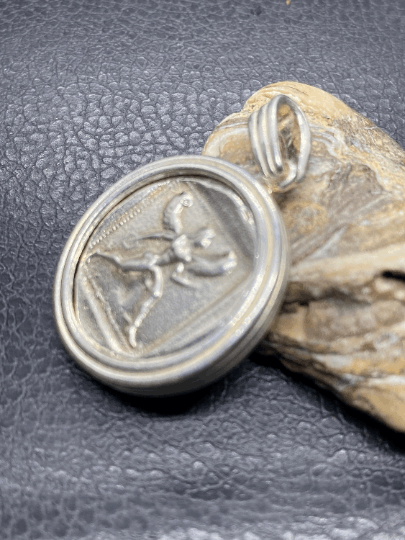 Greek Coin jewelry handmade Sterling silver goddess pendant Ancient coin Peparinthos