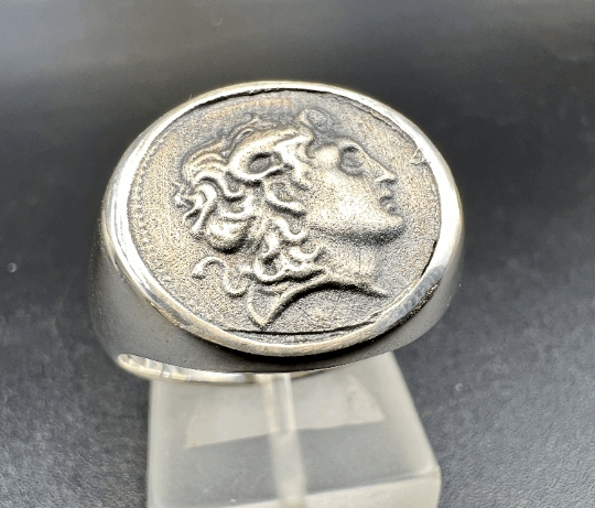 Alexander the Great signet coin ring Sterling Silver