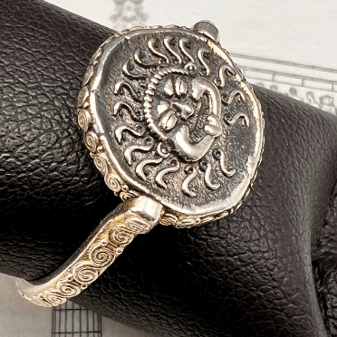 Medusa Gorgon protective ancient Greek coin ring Sterling Silver