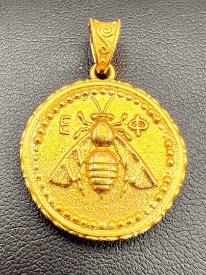 Artemis Bee Greece Asia Ephesus Goddess copy Ancient Stag Tetradrachm coin jewelry handmade Bronze Gold plated