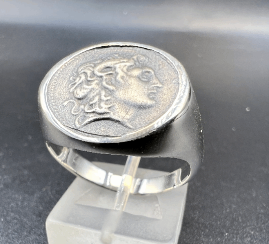 Alexander the Great signet coin ring Sterling Silver