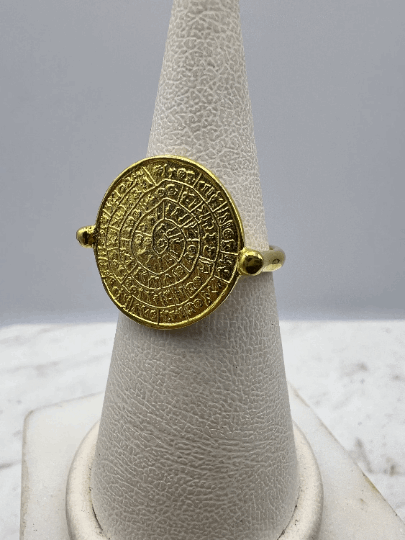 Crete Phaistos Mystery Disc Ring Solid gold