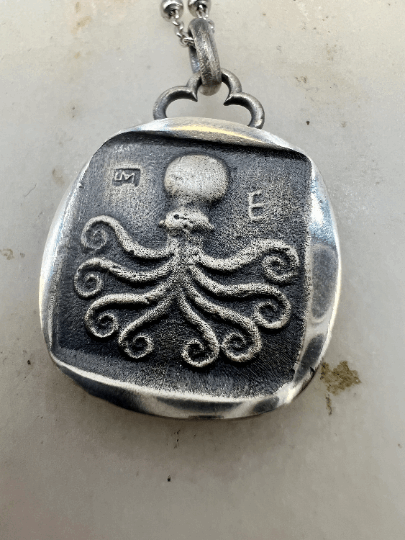 Octopus Eretria Ancient Greek Coin Copy pendant jewelry handmade silver