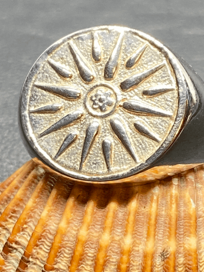 Macedonian Star Vergina Sun Alexander the great Signed rind Sterling silver 925