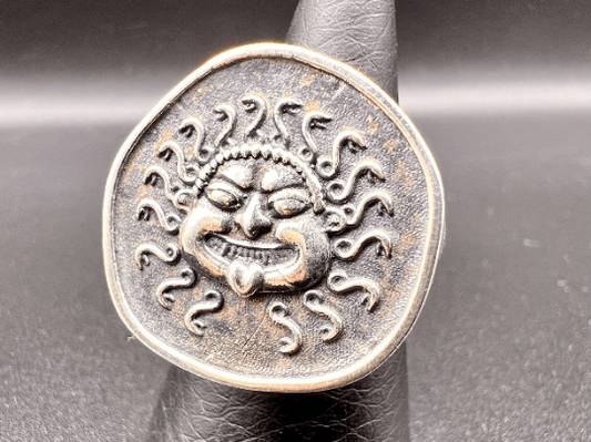 Medusa Gorgon Ancient Greek Medusa Ring Handmade Sterling Silver Black Gold plated Greek Mythology