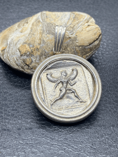 Greek Coin jewelry handmade Sterling silver goddess pendant Ancient coin Peparinthos