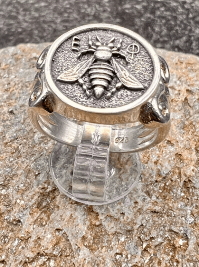 Artemis Ancient Greek Sacred Bee Goddess Medallion Coin Ring  Bee ring silver bee ring bumble bee honey bee signet sterling silver
