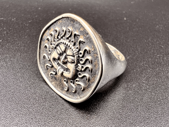 Medusa Gorgon Ancient Greek Medusa Ring Handmade Sterling Silver Black Gold plated Greek Mythology