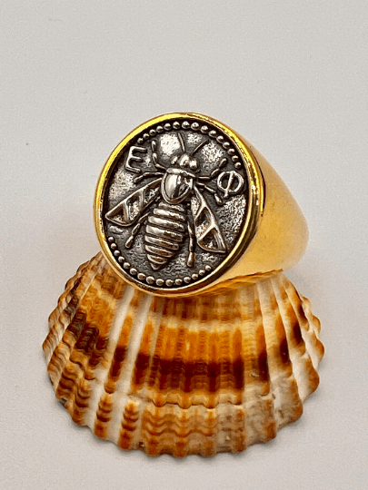 Artemis Goddess Sacred Bee Ancient Greek Medallion Coin Ring