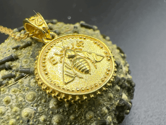 Goddess Artemis Ancient Bee Stag Greece Asia Ephesus Tetradrachm coin jewelry handmade solid gold