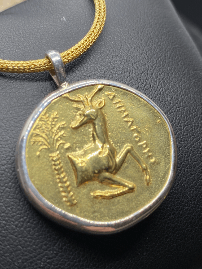 Goddess Artemis Ancient Bee Stag Greece Asia Ephesus Tetradrachm coin jewelry handmade