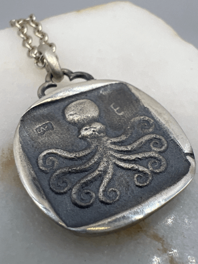 Octopus Eretria Ancient Greek Coin Copy pendant jewelry handmade silver