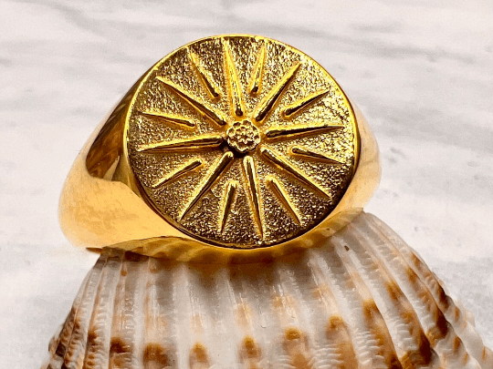 Macedonian Star Vergina Sun Solar Symbol Alexander the great Ring Gold handmade