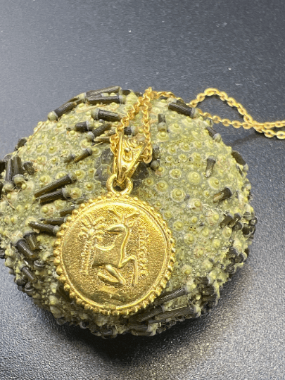 Goddess Artemis Ancient Bee Stag Greece Asia Ephesus Tetradrachm coin jewelry handmade solid gold