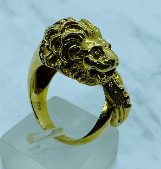 Chimera Lion Sterling Silver 925 gold plated  Cuff Ring